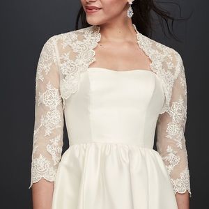 David’s Bridal Beaded Lace 3/4 Sleeve Jacket